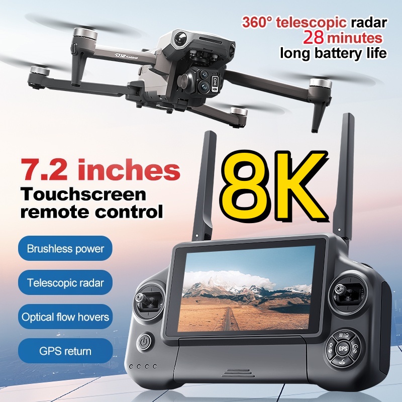 Drone Camera Night Vision - 8K 3 Axis Gimbal Brushless 7.2in