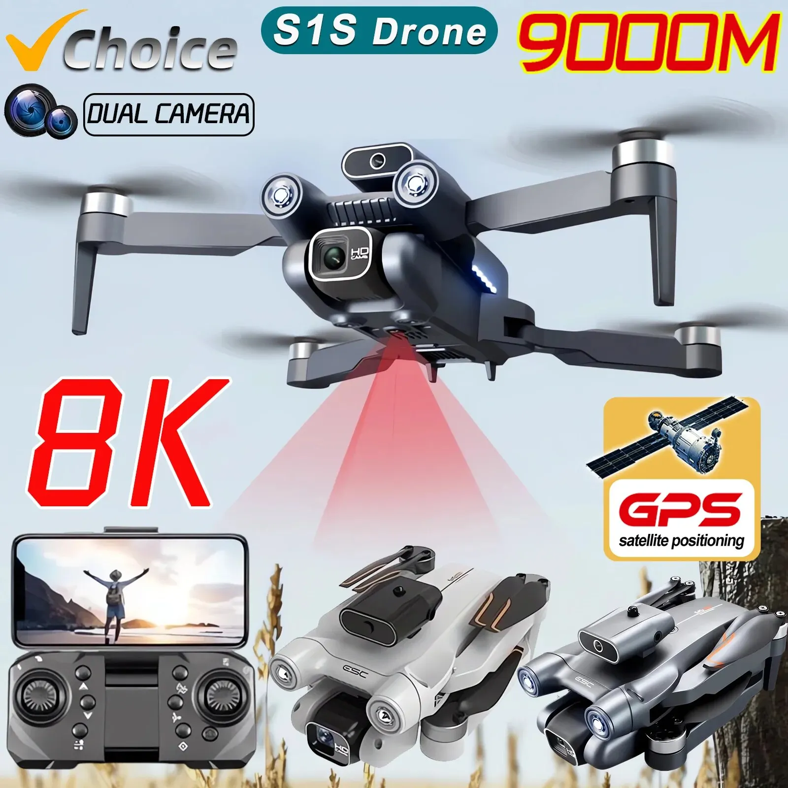 New S1S 5G GPS Drone Camera 8K - Drone Camera Professional review and price